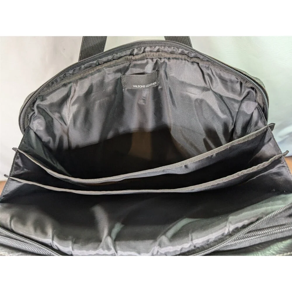 Wilsons Black Leather Pelle Studio Leather Messenger Bag Briefcase Satchel